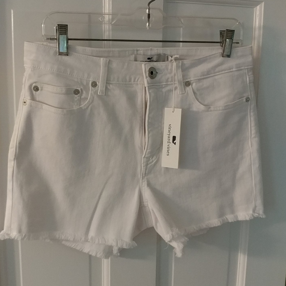 Vineyard Vines white denim cut-off shorts